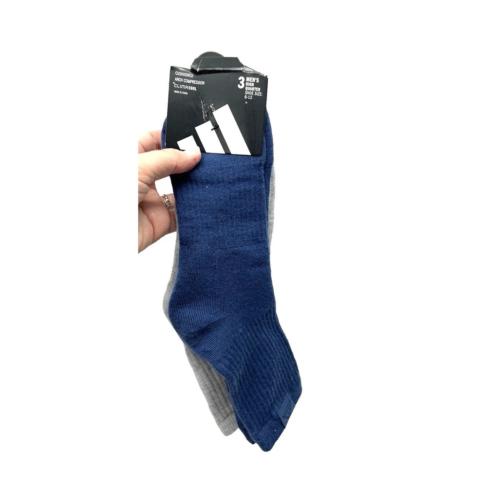 ADIDAS Men's Cushioned Arch Compression High Quarter Socks 3 Pack Size Large(C5)
